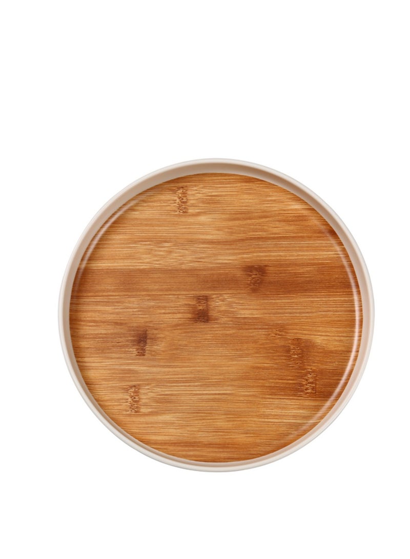 Felli Elegant Durable Round Melamine and Bamboo Dinner Plate Brown and White