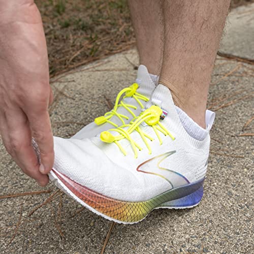Lock Laces (Elastic No Tie Shoe Laces (Pack of 3) (Neon Yellow-Blue-Gray) - Image 5
