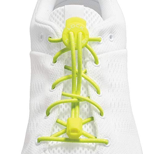 Lock Laces (Elastic No Tie Shoe Laces (Pack of 3) (Neon Yellow-Blue-Gray) - Image 2