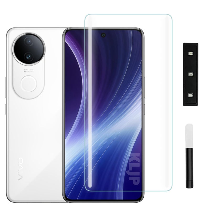 KLJP Premium HD+ Curved UV Gorilla Tempered Glass Screen Protector Designed For Vivo T4R 5G - Edge-To-Edge Protector Full Screen Coverage with Easy Installation Kit - Image 1