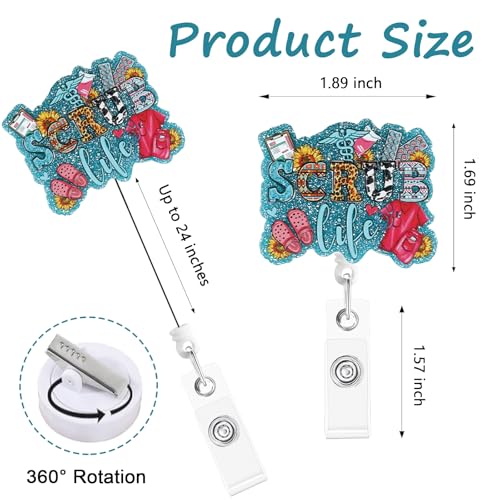 KYLELOVE Badge Reels Retractable ID Clips Funny Acrylic Badge Holder with Alligator Clip Nursing Badge Reel for Doctor Student Teacher Nurses - Image 2