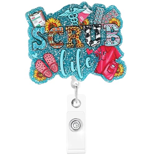 KYLELOVE Badge Reels Retractable ID Clips Funny Acrylic Badge Holder with Alligator Clip Nursing Badge Reel for Doctor Student Teacher Nurses - Image 1