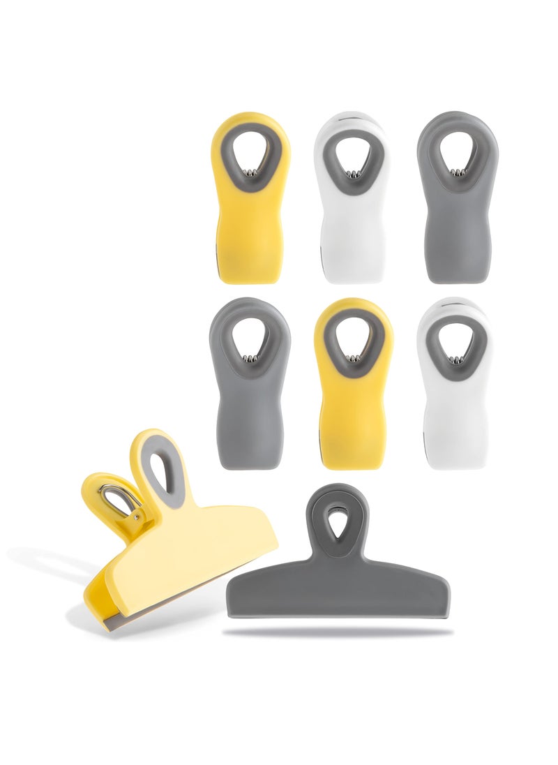 COOK WITH COLOR COOK WITH COLOR Bag Clips  Heavy Duty Chip Clip and Refrigerator Magnet Clips for Food Storage with Air Tight Seal Grip Yellow and Grey Pack of 8 