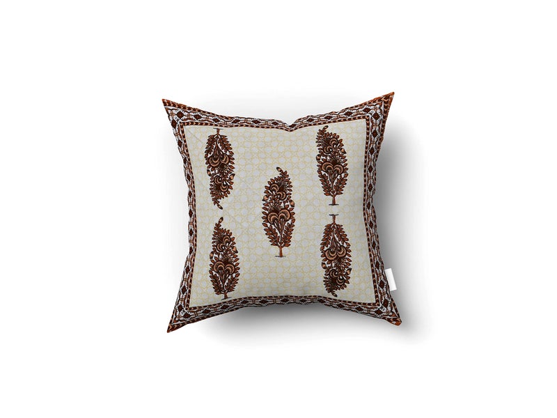 Blizz Mont | Ethnic Motif Printed Cushion Cover | Pure Cotton | Size- 16 x 16 inches- Set of 5- (BM1027-BROWN-BU)-C - Image 2