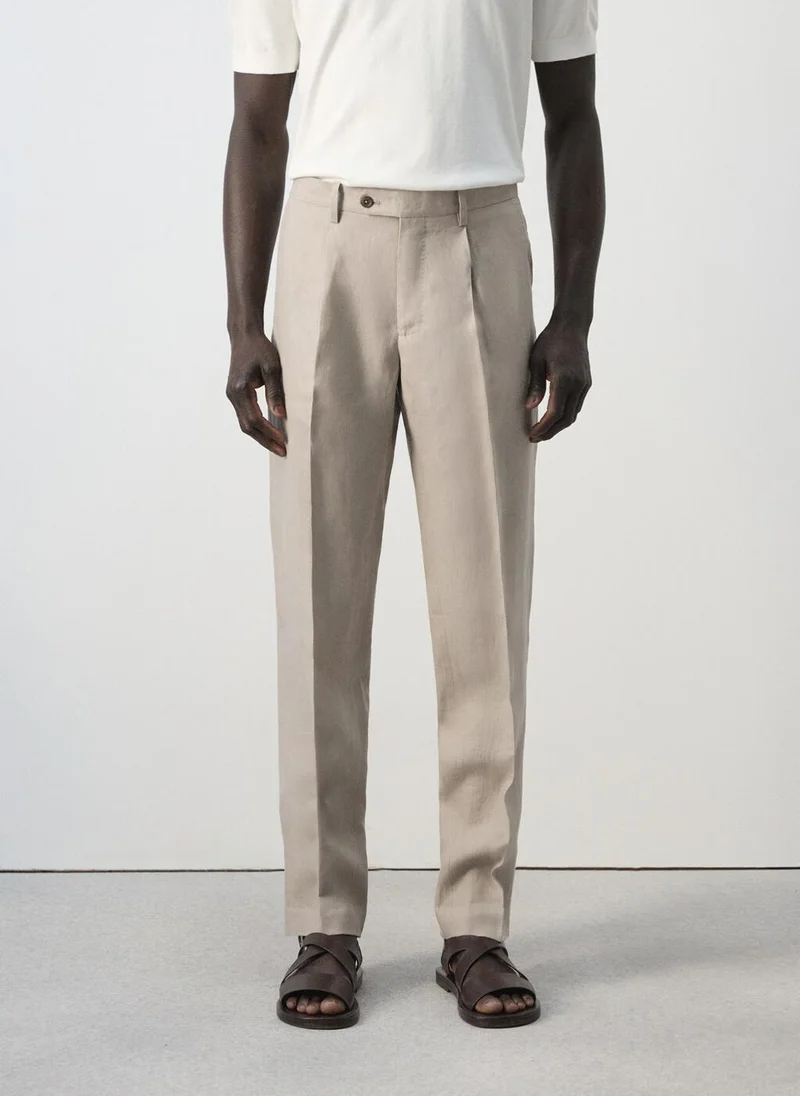 Mango Man Amalfi 100% linen slim-fit suit trousers
