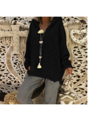 Generic - Womens Casual Knit Hooded Pullover Sweater 2024 Brown - Image 1