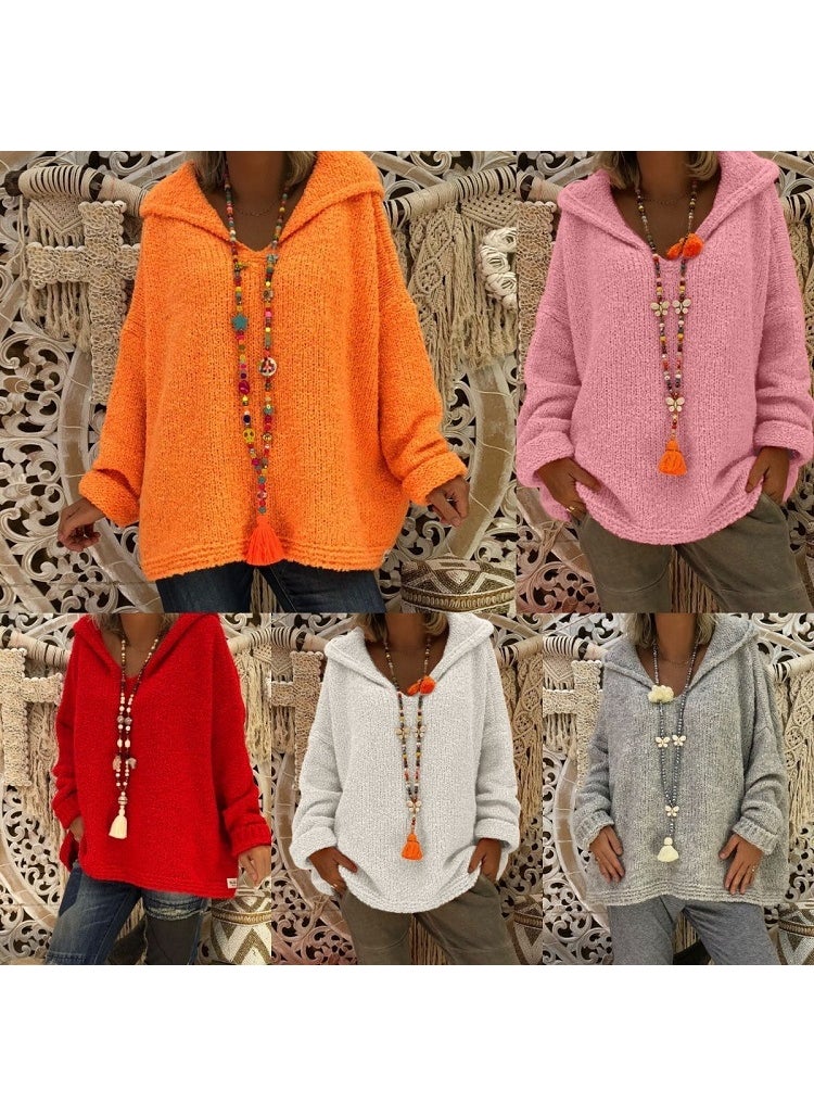 Generic - Womens Casual Knit Hooded Pullover Sweater 2024 Brown - Image 1