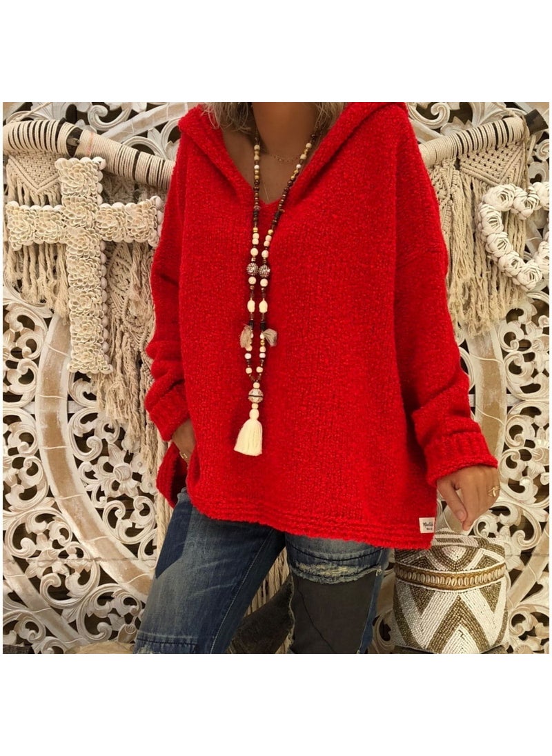 Generic - Womens Casual Knit Hooded Pullover Sweater 2024 Brown - Image 1