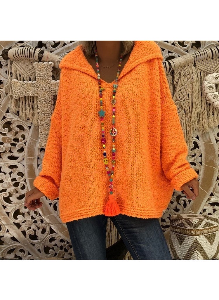 Generic - Womens Casual Knit Hooded Pullover Sweater 2024 Brown - Image 1