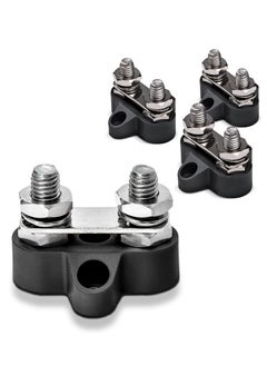 SYOSI Power Distribution Terminal Block Connect Bus Bar 4Pcs M8 Dual Studs w or Bus Bar Max 48V DC 80A Positive and Negative Ground Insulated Junction Post for Auto Marine Car Trailer RV Boat Truck Black  - Image 1