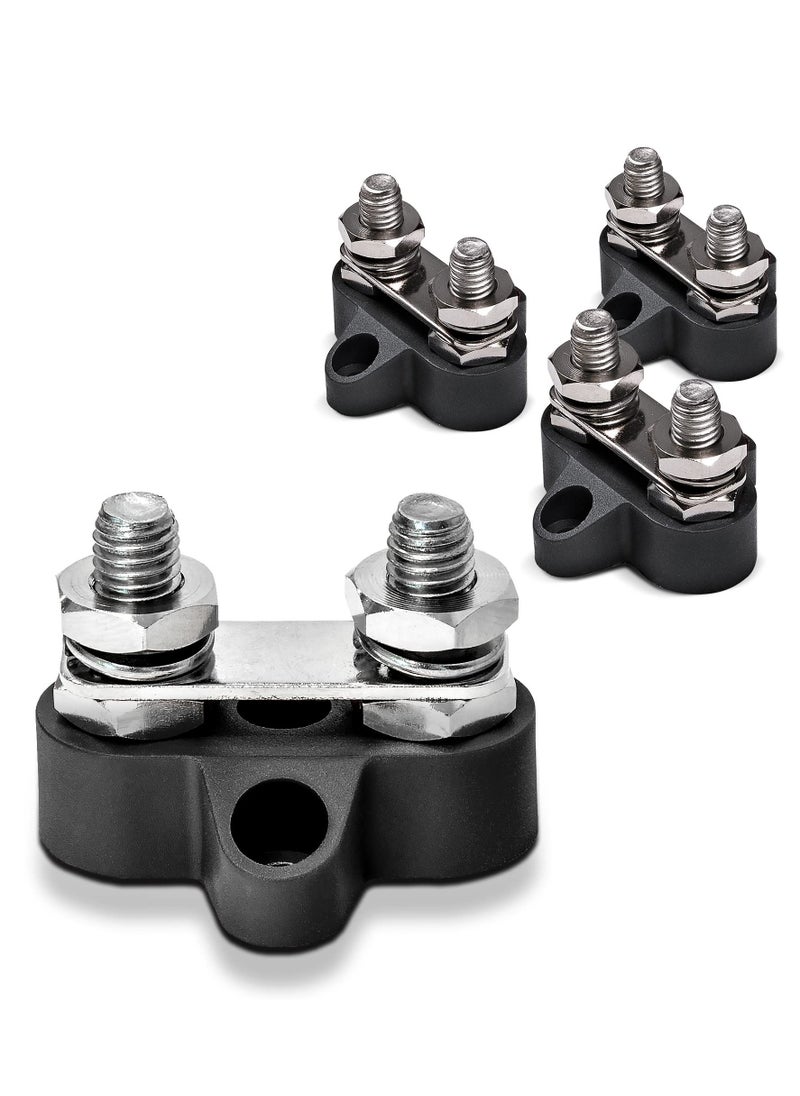 SYOSI - Power Distribution Terminal Block Connect Bus Bar 4Pcs M8 Dual Studs w or Bus Bar Max 48V DC 80A Positive and Negative Ground Insulated Junction Post for Auto Marine Car Trailer RV Boat Truck Black - Image 1