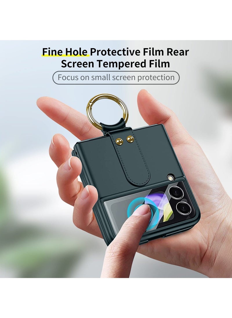 TEAM LUXURY - Compatible with folding screen Samsung Galaxy Z Flip 4 case, Z Flip 4 with ring case, shockproof ultra-thin hard PC case with bracket protective cover for Galaxy Z Flip 4 5G - Green - Image 1