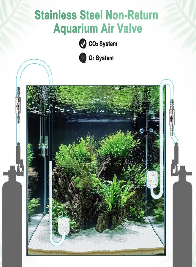 M METERXITY 2-Pack CO2 Check Valve Aquarium, One Way Stainless Steel Check Valve for Aquarium Co2 System Diffuser/High Power Air Pumps/Fish Tank, Non-Return Aquarium Air Valve - Image 3