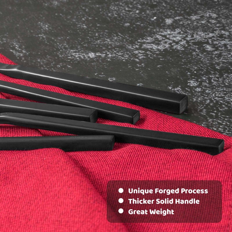 Alata Cube Black 20-Piece Forged Silverware Set Stainless Steel Flatware Set,Service for 4,Matte Satin Polished Cutlery Set,Dishwasher Safe - Image 3