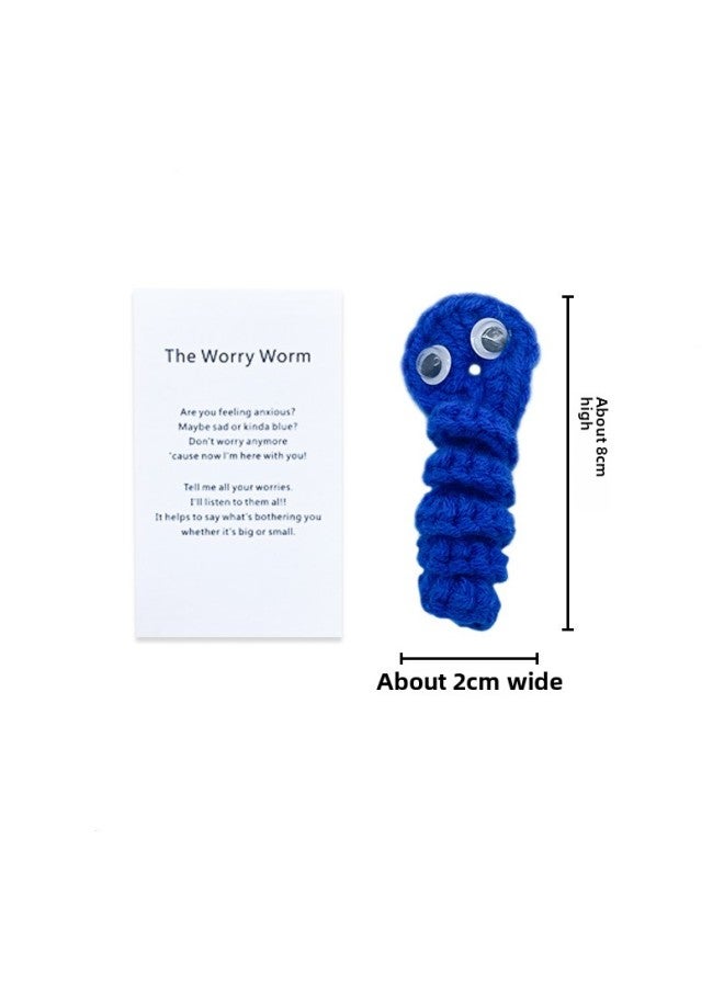 Cartoon Worry Worms Gift Doll Worms Small Ornaments Handmade Knitted Caterpillar Small Gift-Color:blue Caterpillar  - Image 1