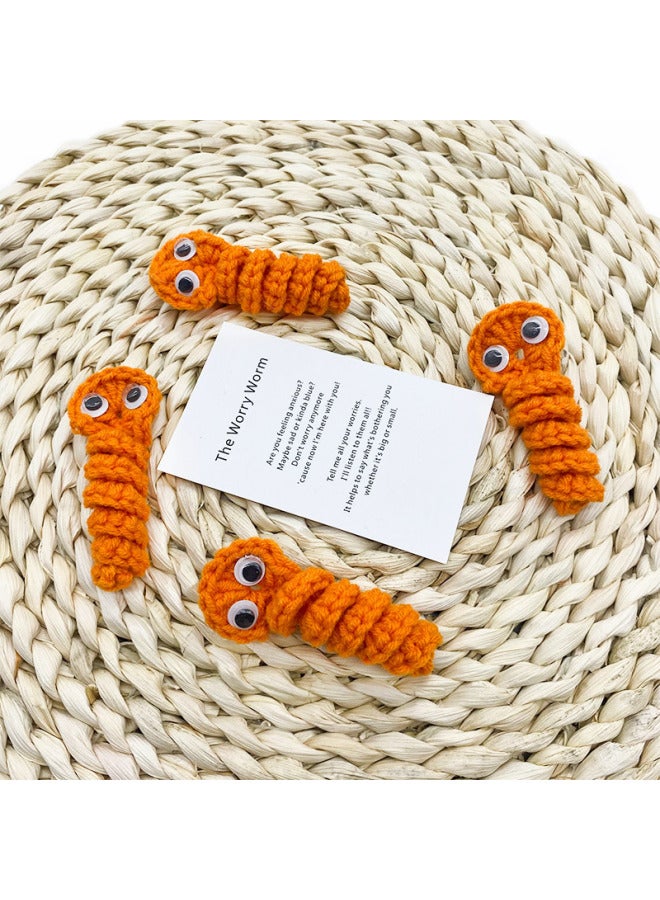Cartoon Worry Worms Gift Doll Worms Small Ornaments Handmade Knitted Caterpillar Small Gift-Color:blue Caterpillar  - Image 5