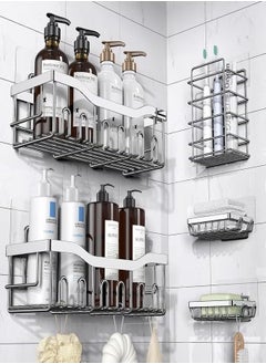 Beauenty Shower Caddy 5 Pack,Adhesive Shower Organizer for Bathroom Storage&Home Decor&Kitchen,No Drilling,Large Capacity,Rustproof Stainless Steel Bathroom Organizer,Shower Shelves for Inside Shower-Larger  - Image 1
