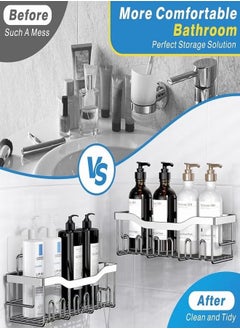 Beauenty Shower Caddy 5 Pack,Adhesive Shower Organizer for Bathroom Storage&Home Decor&Kitchen,No Drilling,Large Capacity,Rustproof Stainless Steel Bathroom Organizer,Shower Shelves for Inside Shower-Larger  - Image 3