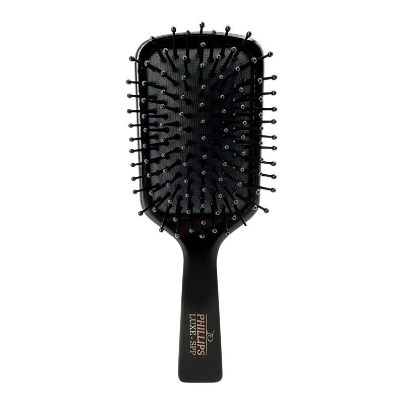 Phillips Brush Luxe Square Paddle Purse Sized Hair Brush, Sleek Black Color with Gold Accents â€“ 7 inch Detangler Paddle Brush from the Luxe Series by Phillips Brush - Image 1
