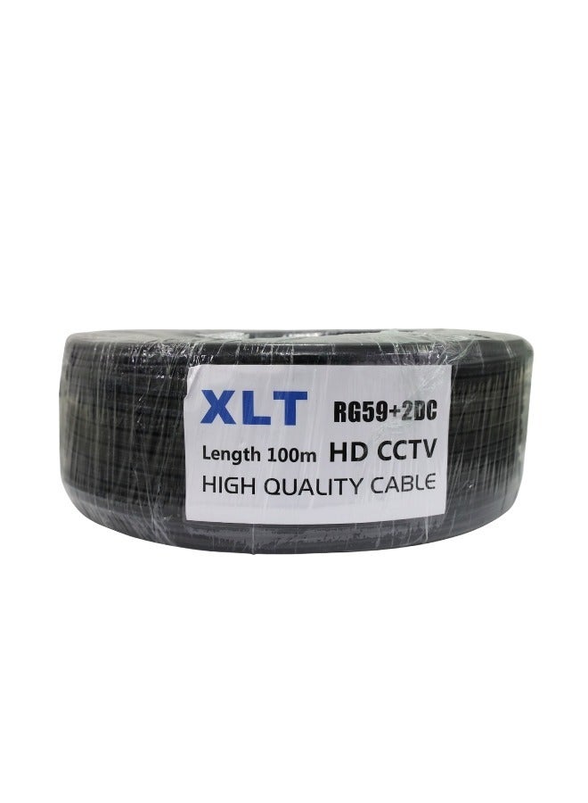 XLT RG59 Coaxial Cable With Power Ideal for CCTV Security Camera - 100M - Image 1