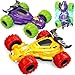 ZYSUN Toddler Monster Truck ToysDinosaur Toys for Ages 34 Friction Spin Stunt Race Cars2 PCS Push and Go Baby Toy CarsOff Road 360 Rotating TrucksChristmas Birthday Gifts for Kids Yellow and Purple - Image 2