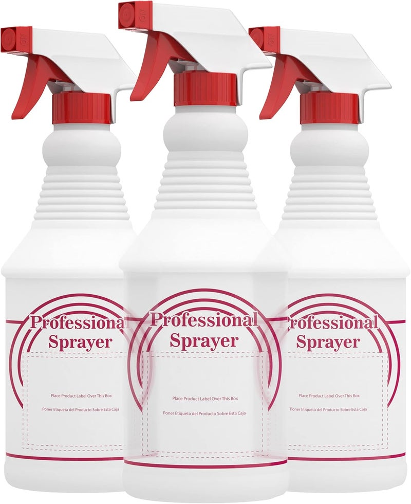 Houseables Spray Bottles, Empty Sprayer Bottle, Heavy Duty Cleaning Nozzle, 24oz, 3 Pack, Plastic, Industrial, Professional, Refillable, for Water, Alcohol, Bleach, Detailing, All Purpose Cleaner, - Image 1