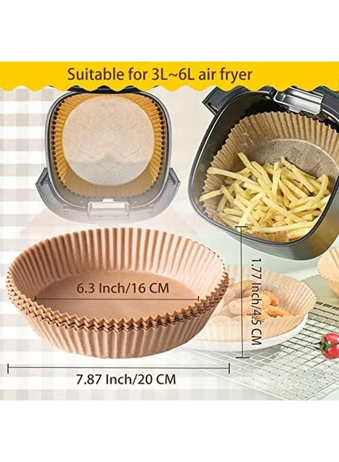 مقلاة هوائية بطانات ورقية للاستعمال مرة واحدة ورق زبدة غير لاصق لبطانات مقلاة الهواء 100 قطعة ورق خبز مستدير طبيعة 100 قطعة - Image 2