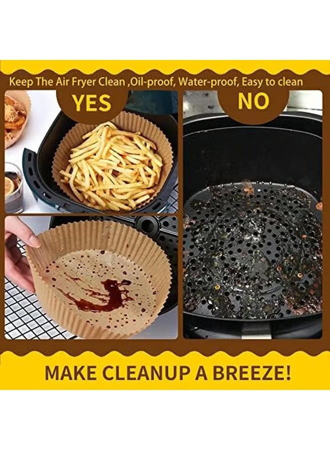 مقلاة هوائية بطانات ورقية للاستعمال مرة واحدة ورق زبدة غير لاصق لبطانات مقلاة الهواء 100 قطعة ورق خبز مستدير طبيعة 100 قطعة - Image 3