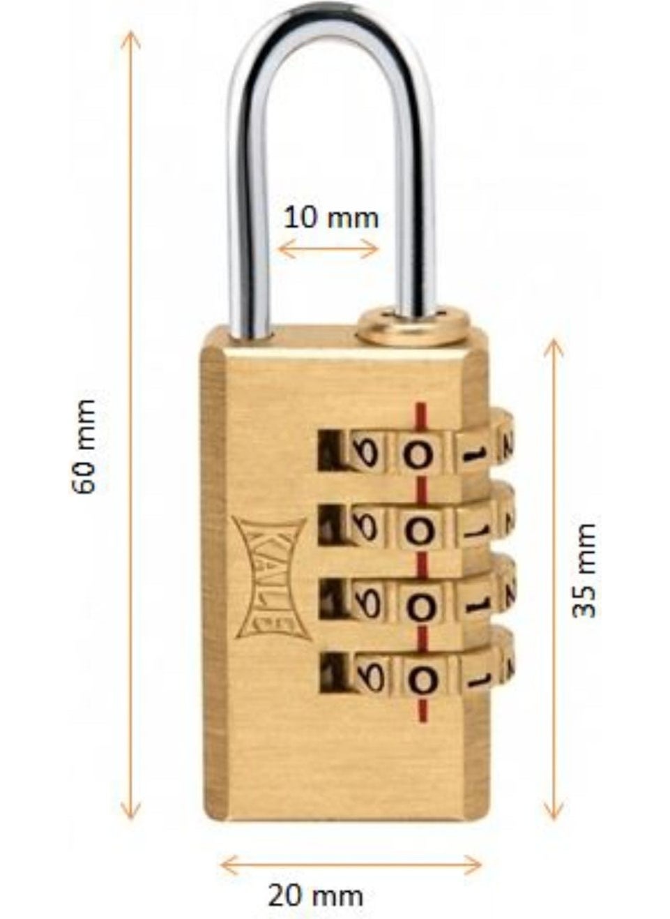 KALE Combination Padlock Brass Small 4 Digit 21 100 Two Way Gray 1 Piece  - Image 2