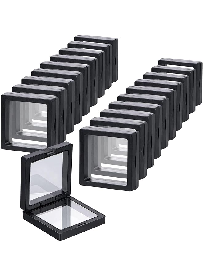erorex Floating Display Case 20 Pcs Floating Jewelry Frame 7 X 7 X 2 Cm Silicone Frame For Challenge Coins Aa Medallions Jewelry Black - Image 1