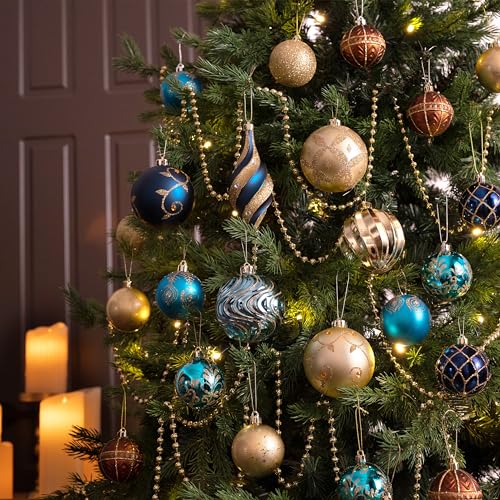 Valery Madelyn Christmas Tree Decorations Set 40ct Blue and Gold Shatterproof Christmas Ball Ornaments Bulk Luxury Hanging Ornaments for Xmas Holiday Wedding Party Decor - Image 3