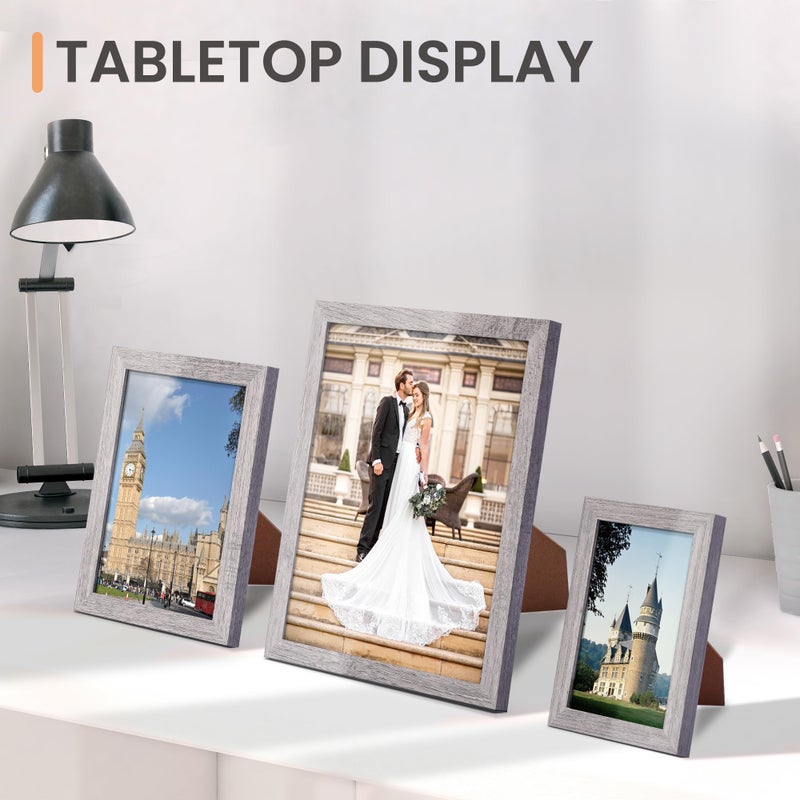 upsimples 10 Pack Picture Frames Collage Wall Decor for Mounting or Tabletop Display, Photo Gallery Frame Set for Family, Multi Sizes Including 8x10, 5x7, 4x6, Gray - Image 5