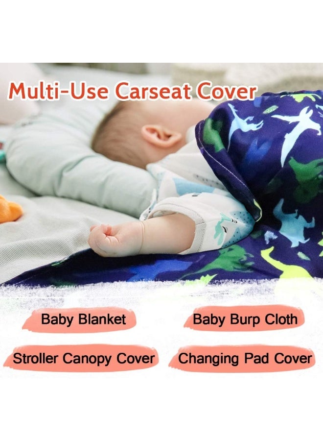 TANOFAR Peekaboo Opening Carseat Cover, Dinosaur, Open Nursing Cover Carseat Canopy, Nursing Cover Up with Peekaboo Opening for Baby Infant Toddler Boy Girl - Image 5