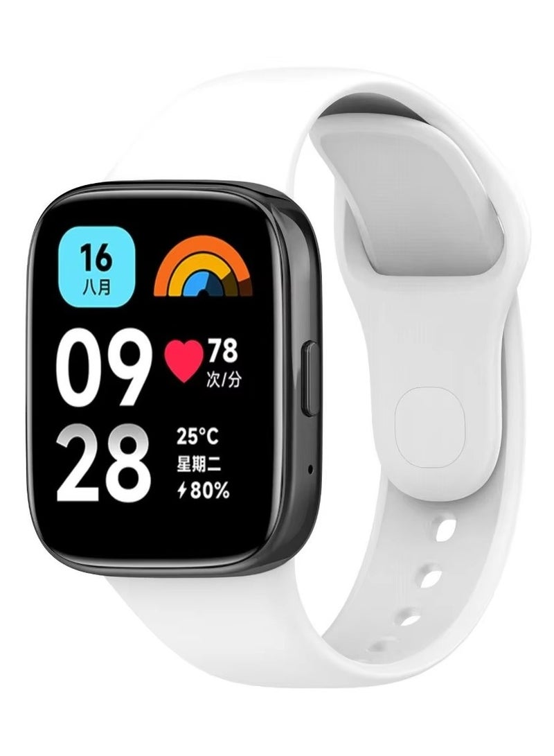 حزام سيليكون متوافق مع Redmi Watch3 Lite/Redmi Watch 3 Active (ليس Redmi Watch 3)، حزام ساعة بديل، سوار معصم سريع التغيير (أبيض)