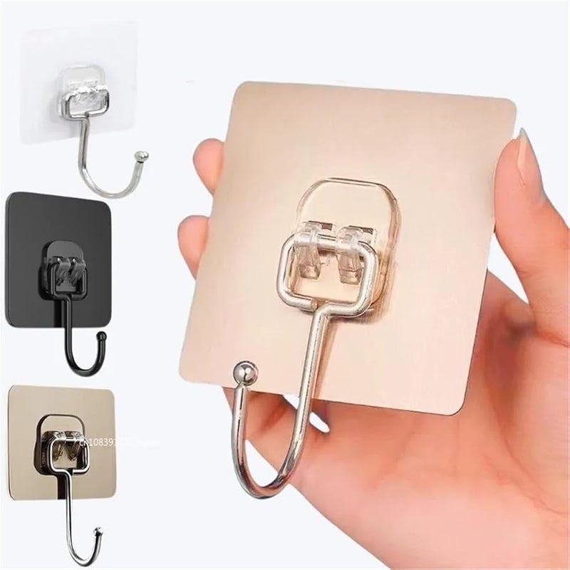 خطافات قوية ذاتية اللصق 60 قطعة أسود 7x7 سم خالية من الثقب لتعليق الحائط والباب للمطبخ والحمام والتخزين - Image 3