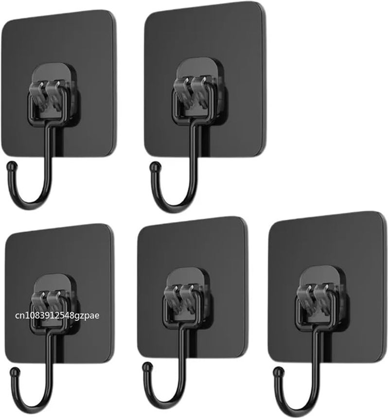 خطافات قوية ذاتية اللصق 60 قطعة أسود 7x7 سم خالية من الثقب لتعليق الحائط والباب للمطبخ والحمام والتخزين - Image 2