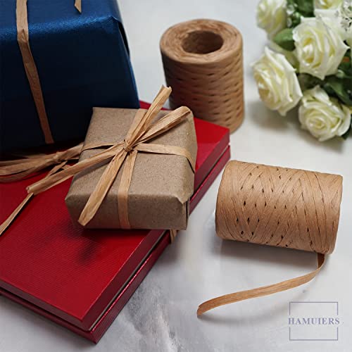 HAMUIERS Raffia Ribbon for Gift Wrapping, Packing Paper Twine String, Craft Ribbon for Crochet - 1/4'' Wide, 109 Yards - Image 4