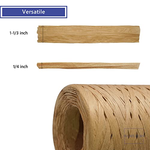 HAMUIERS Raffia Ribbon for Gift Wrapping, Packing Paper Twine String, Craft Ribbon for Crochet - 1/4'' Wide, 109 Yards - Image 3