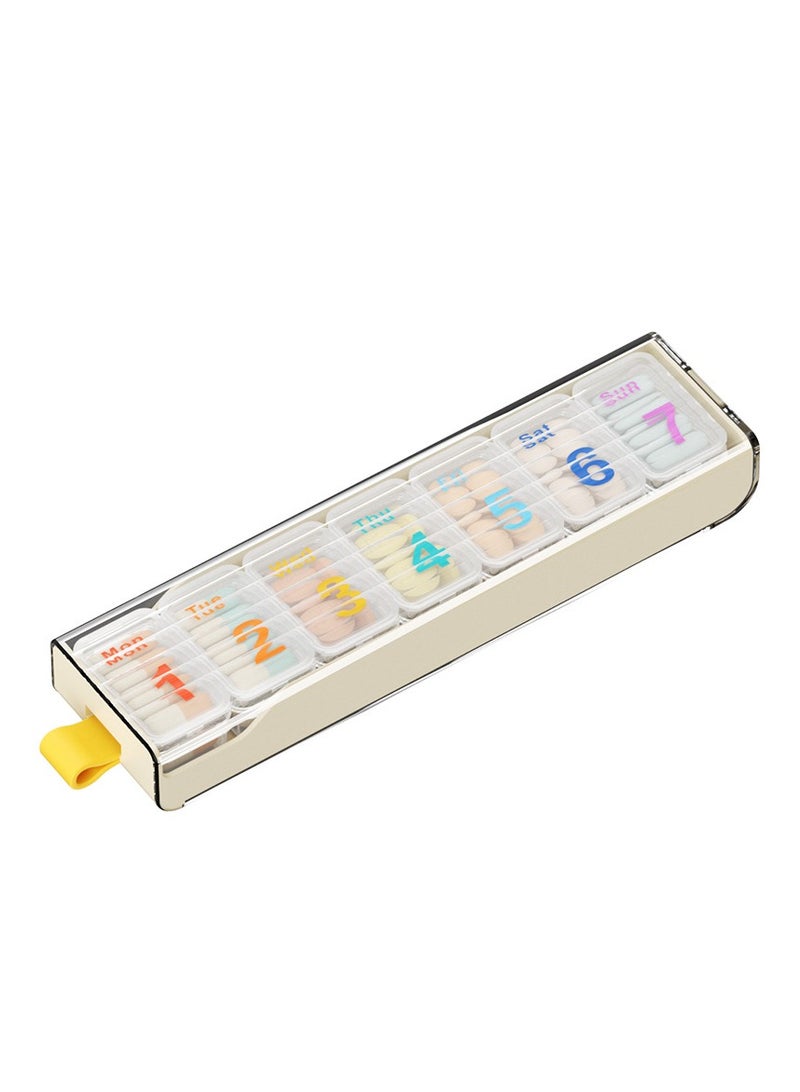 Generic White Pill Boxes 7 Day Portable Storage Box Weekly Organizer to Hold Vitamins, Cod Liver Oil, Supplements and Medication for Travel Work  - Image 1