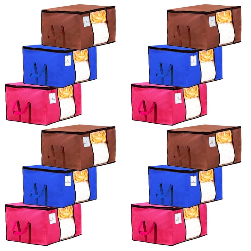 Kuber Industries Underbed Storage Bag Storage Organiser Blanket Cover Set of 12 PinkRoyal BlueDark Brown Extra Large SizeCTKTC23852 - Image 1