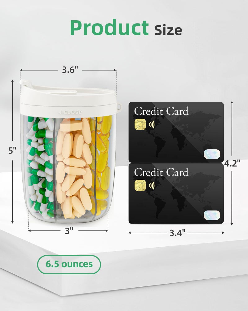 PULIV Large Supplement Organizer Bottle, Holds Plenty of 6 Various Vitamins in 1 Pill Dispenser with Anti-Mixing & Wide Openings Design, Easy to Retrieve Meds, Includes 20 Pcs Stick-on Labels White - Image 5