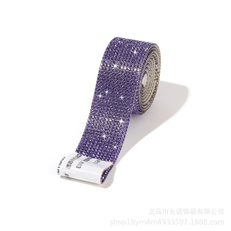 Rhinestone Adhesive Strip Multi-Size Hotfix Lace Chain Lotus purple