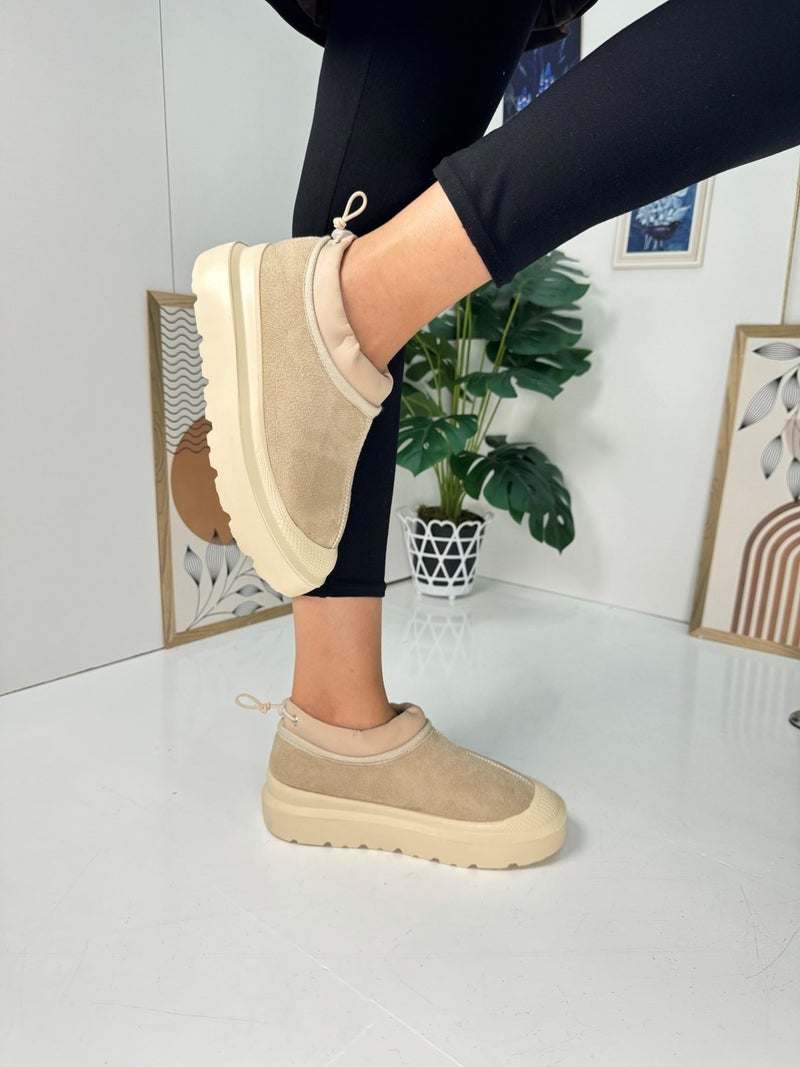 Nstil Casual Women's Boots Thick Heel Patterned Sole Fur Inside Adjustable Elastic Bootie 357 
