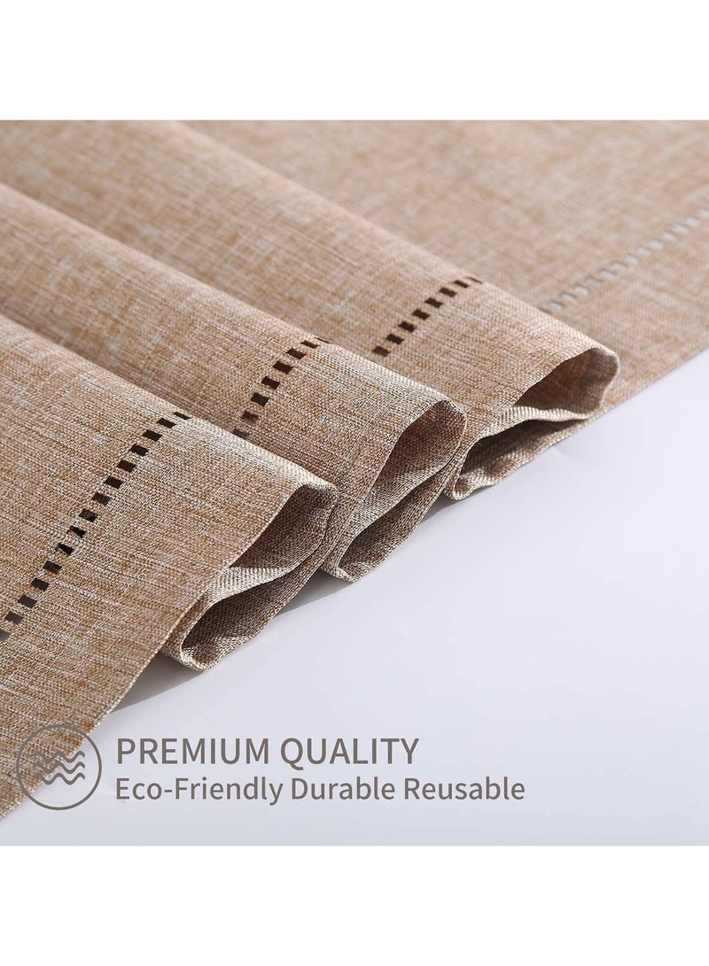 Farmhouse Linen Table Runner 13x72 Inch, Brown Decorative Table Cover for Kitchen Dining Room Home Decor, Wedding Party Event - Image 4