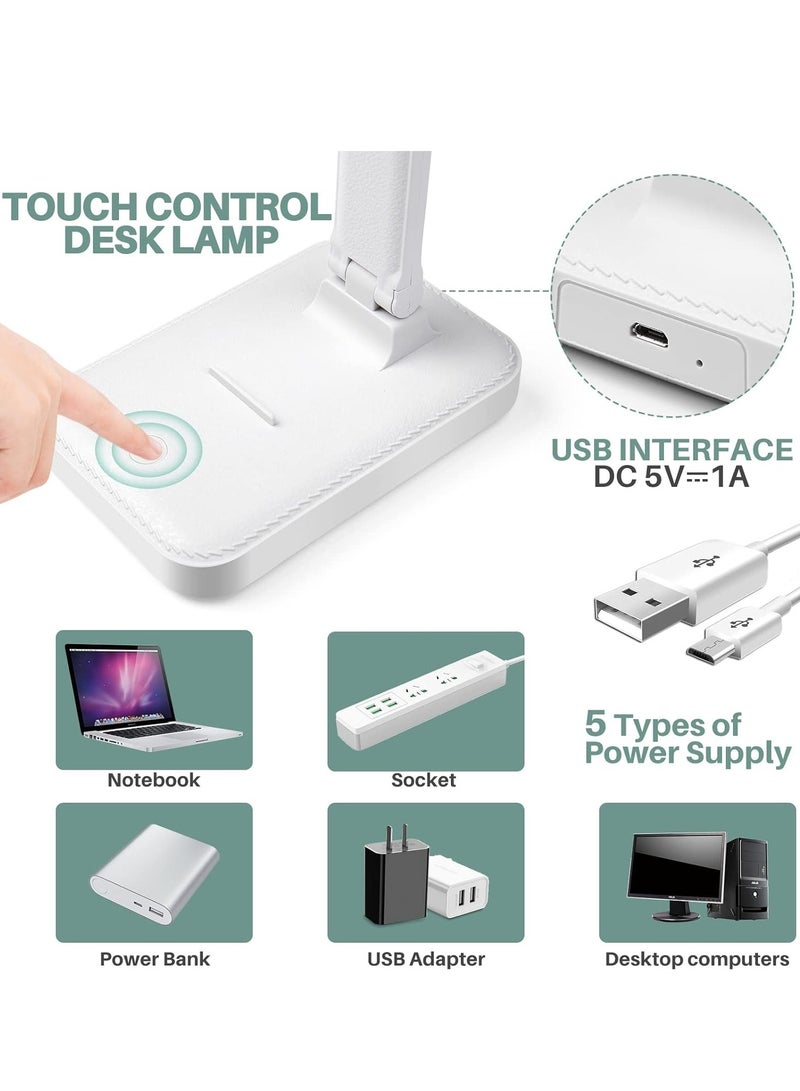 QLIGHT LED Desk Lamp Reading Eye Protection 3 Color Rechargeable Table Lamp Stepless Dimmable Touch Table Light Bedside Lights Flexible Lamp Rechargeable USB Desk Night Light for Reading Working Studying - Image 2