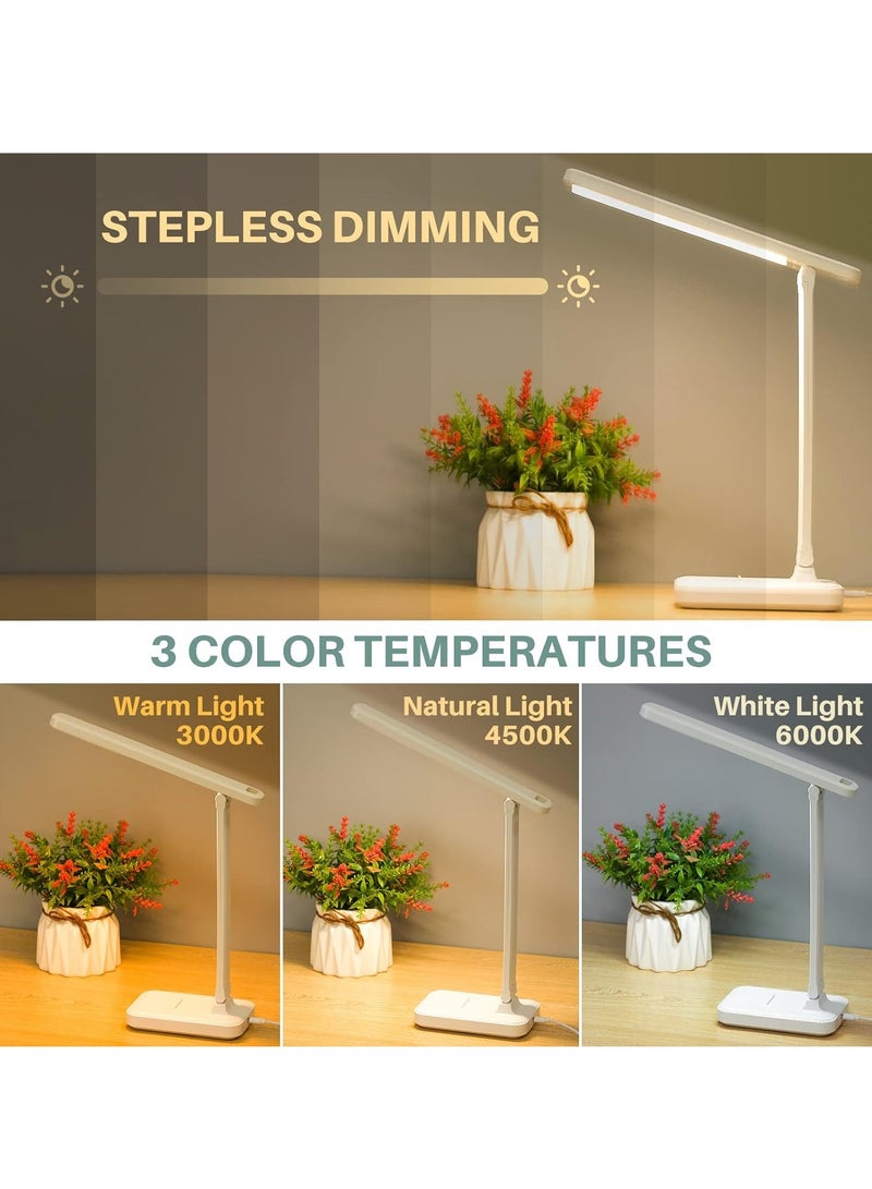QLIGHT LED Desk Lamp Reading Eye Protection 3 Color Rechargeable Table Lamp Stepless Dimmable Touch Table Light Bedside Lights Flexible Lamp Rechargeable USB Desk Night Light for Reading Working Studying - Image 5