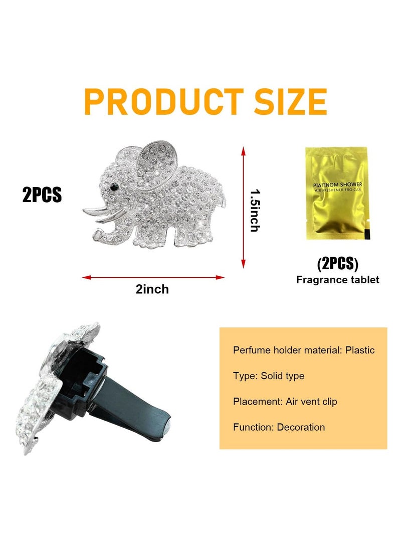 Excefore Car Air Vent Clip Charms, 2 Pack Cute Elephant Crystal Car Diffuser Vent Clip, Rhinestone Oil Diffuser Vent Clip, Car Fresheners for Women, Bling Car Accessories for Women (Sliver) - Image 5