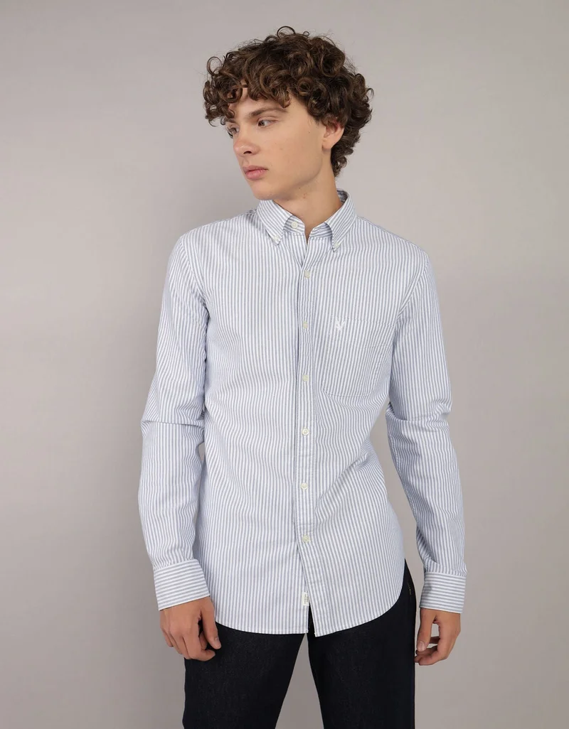AE Everyday Striped Oxford Button-Up Shirt