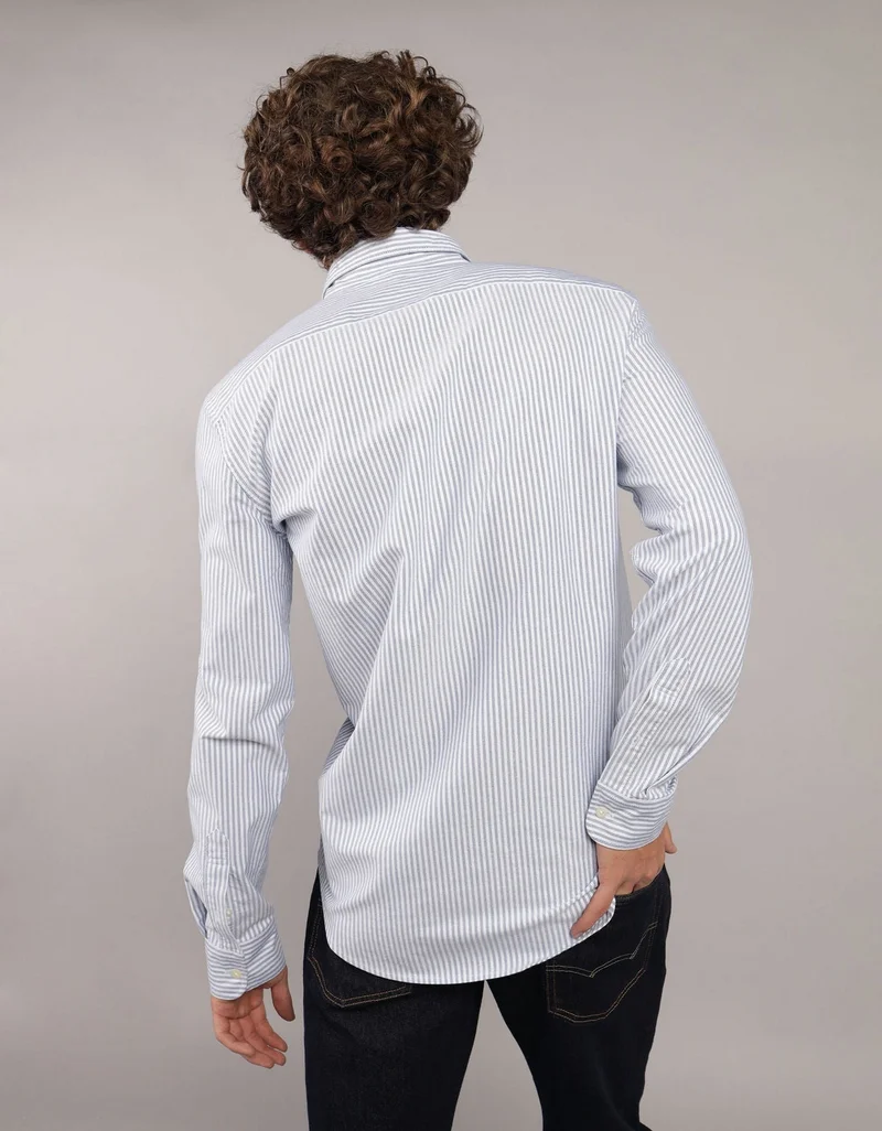 American Eagle  AE Everyday Striped Oxford Button-Up Shirt for Men | Best Price UAE
