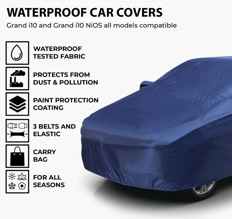 AutoGuys Car Cover Waterproof TF-I for Hyundai Grand i10 & Grand i10 NiOS [Year 2019 Onwards] - i10 NiOS Car Cover Dust & UV Protection i10 Car Body Cover with Mirror Pocket Soft Cotton Lining - Image 2